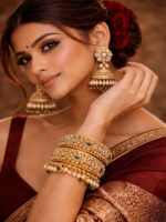 Royal Kundan Crescent Jhumka Earrings