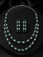 Green American Diamond Necklace Set