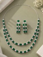 Green American Diamond Necklace Set