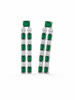 Stunning Green American Diamond Necklace Set with Zirconia Layered Design - Image 3