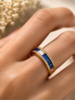Radiant Blue Crystal Adjustable Ring For Woman - Image 2