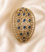 Blue Crystal Gold-Tone Cuff Bracelet