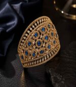 Blue Crystal Gold-Tone Cuff Bracelet
