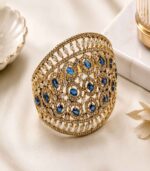 Blue Crystal Gold-Tone Cuff Bracelet