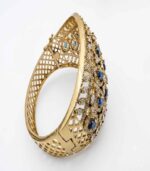 Blue Crystal Gold-Tone Cuff Bracelet