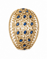 Blue Crystal Gold-Tone Cuff Bracelet